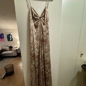 NWT Aakaa Tropical Brown Silk Jumpsuit
